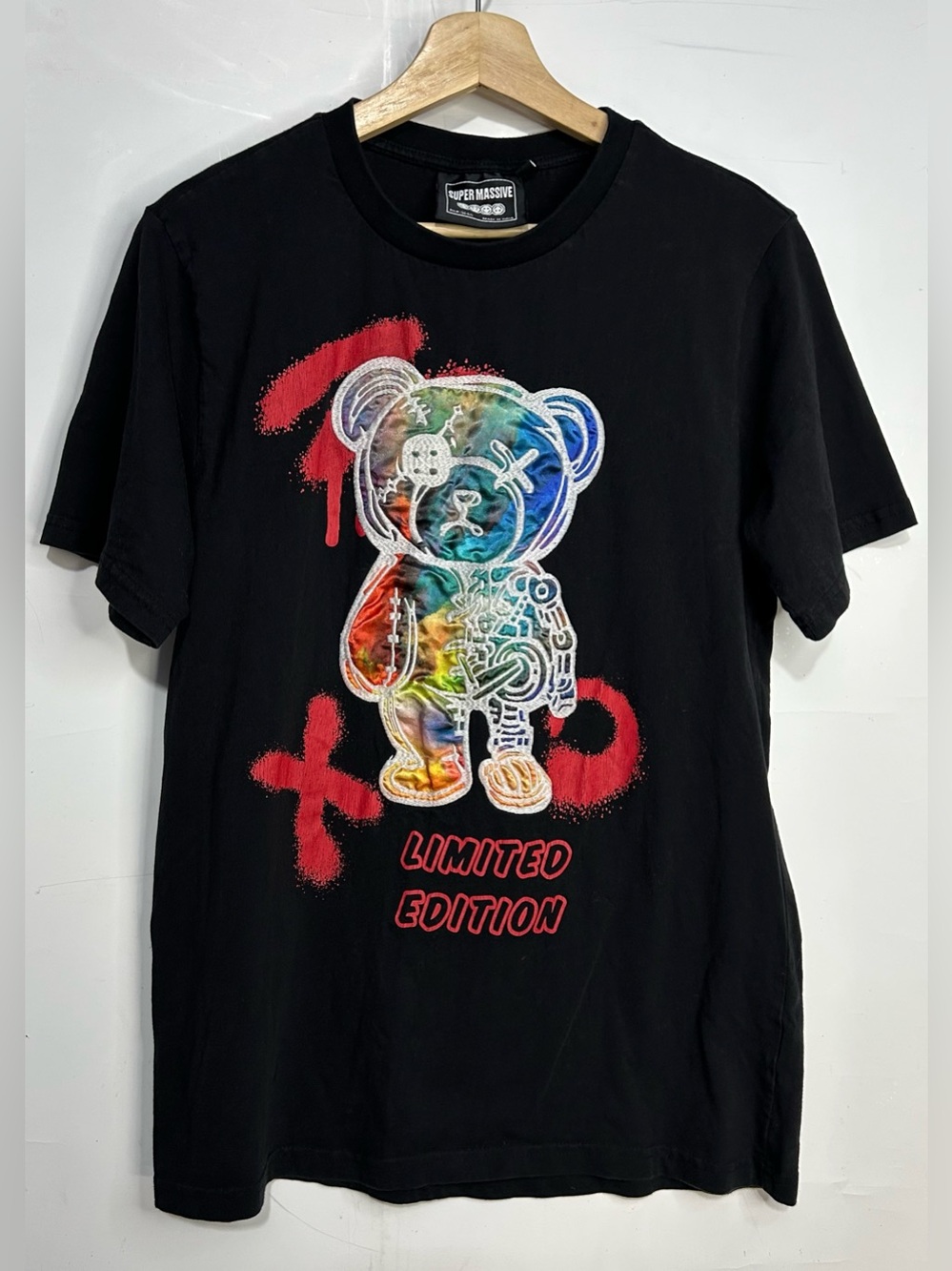 5 for $25🔥Super Massive Embroidered Bear Limited Edition Black T-Shirt Large